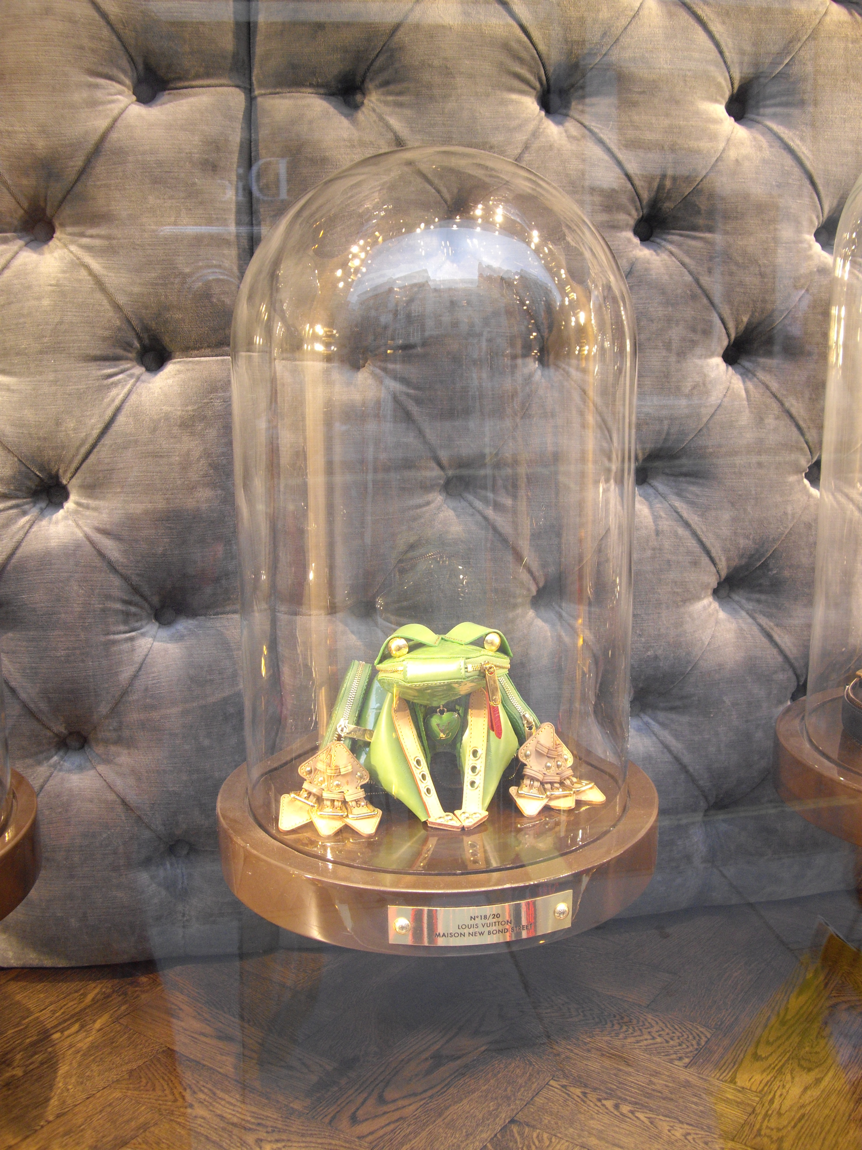 Frog made of small leather goods at Louis Vuitton!  So cute!