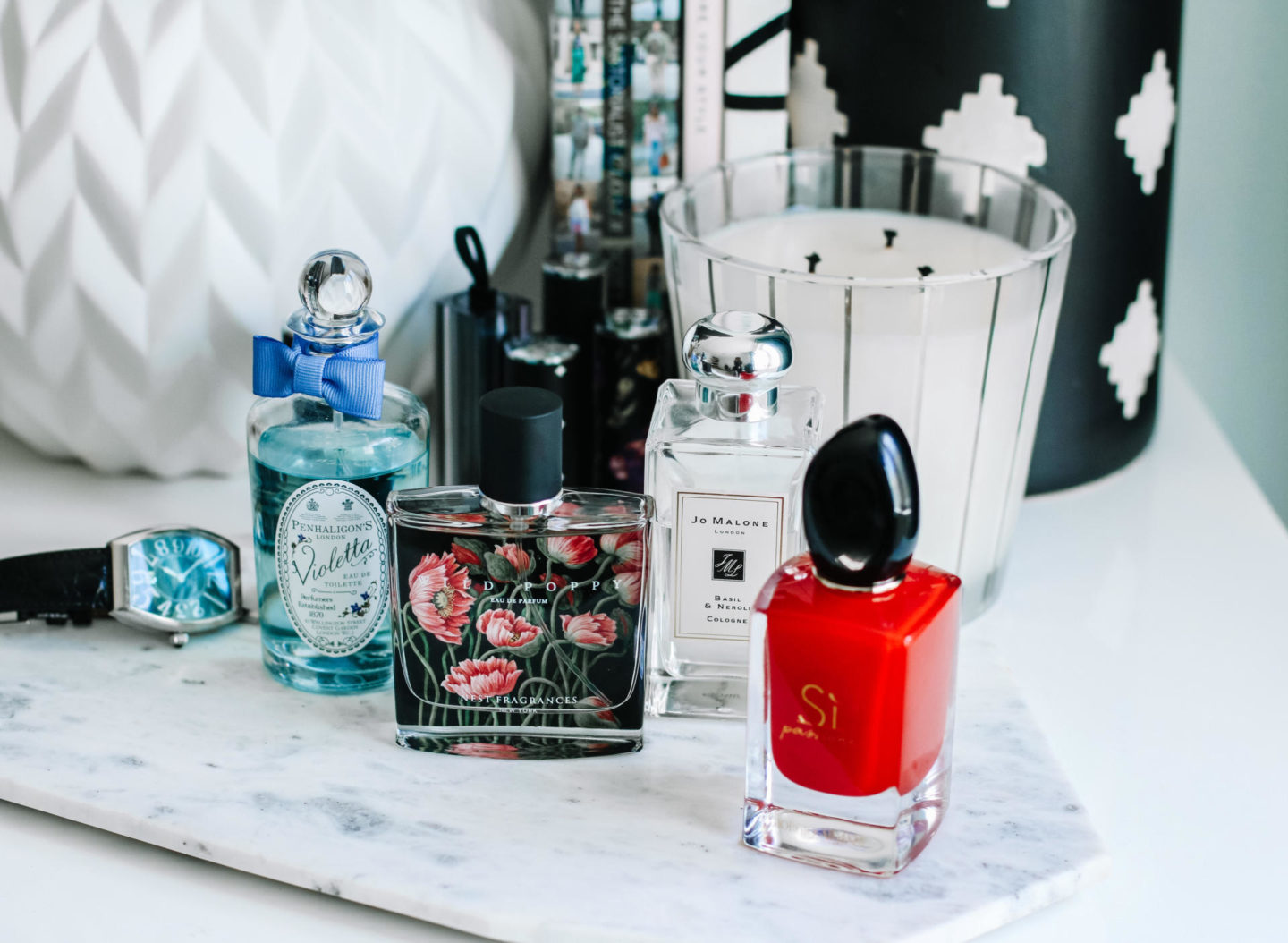 Style Domination Favourite Spring 2019 perfumes Nest Fragrances Wild Poppy Penhaligon's Violetta Armani Beauty Is Passione Jo Malone Basil And Neroli