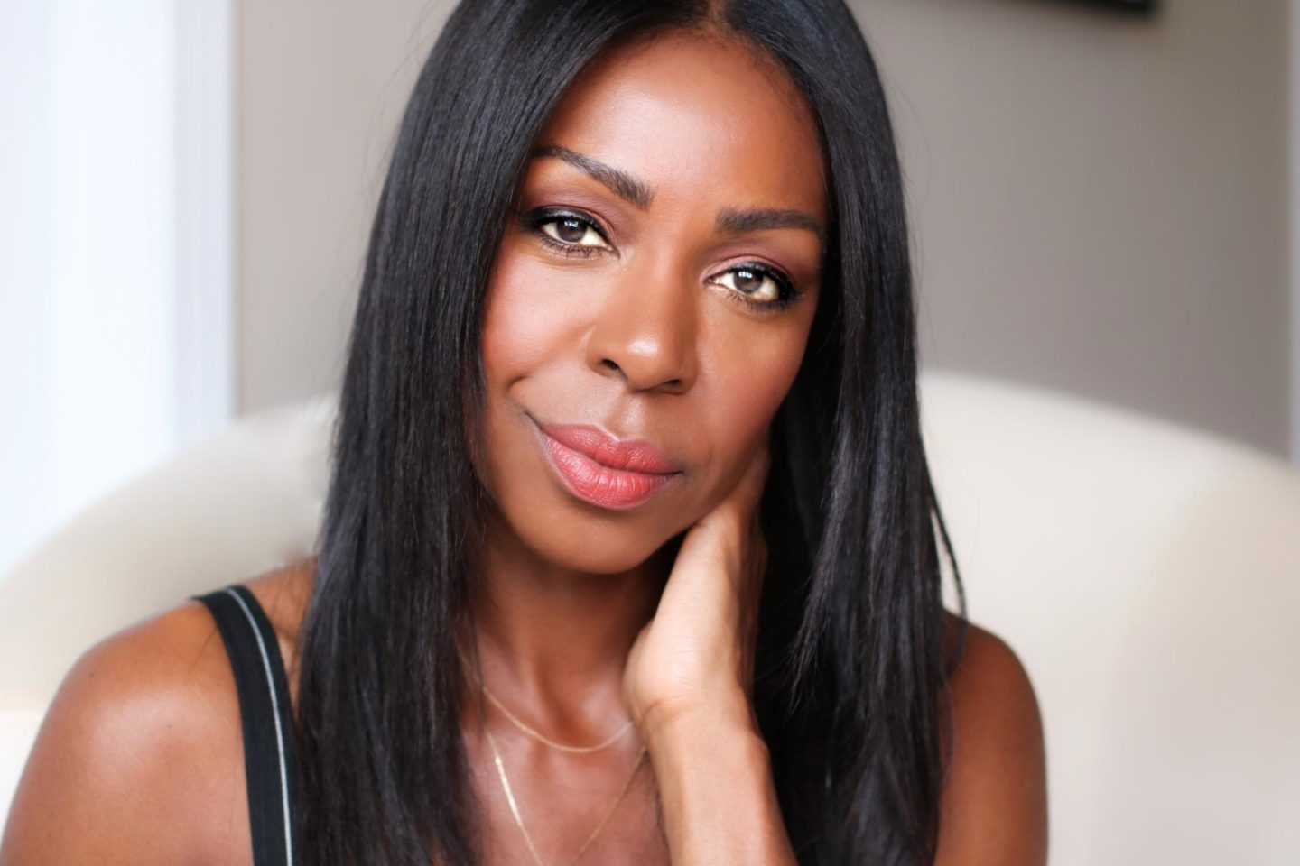 Dominique Baker With Healthy Relaxed Hair